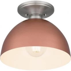 Eason 10 in. 1-Light Matte Rose Gold Semi-Flush Mount by Quoizel -Quoizel Sales matte rose gold quoizel flush mount lights qsf5575mrg 4f 1000