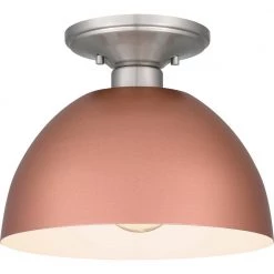 Eason 10 in. 1-Light Matte Rose Gold Semi-Flush Mount by Quoizel