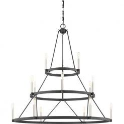 Doran 15-Light Mottled Black Candle-Style Chandelier by Quoizel