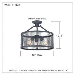 Wilder 3-Light Mottled Black Semi-Flush Mount by Quoizel -Quoizel Sales mottled black quoizel flush mount lights wlr1716mb 44 1000