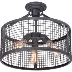 Wilder 3-Light Mottled Black Semi-Flush Mount by Quoizel -Quoizel Sales mottled black quoizel flush mount lights wlr1716mb e1 1000