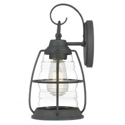 Admiral 1-Light Black Outdoor Wall Lantern Sconce by Quoizel -Quoizel Sales mottled black quoizel outdoor sconces amr8406mb 1f 1000