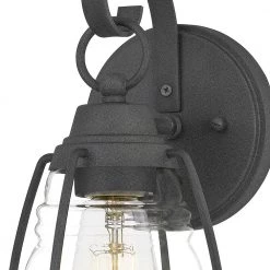 Admiral 1-Light Black Outdoor Wall Lantern Sconce by Quoizel -Quoizel Sales mottled black quoizel outdoor sconces amr8406mb 40 1000