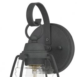 Admiral 1-Light Black Outdoor Wall Lantern Sconce by Quoizel -Quoizel Sales mottled black quoizel outdoor sconces amr8406mb 44 1000