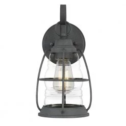 Admiral 1-Light Black Outdoor Wall Lantern Sconce by Quoizel -Quoizel Sales mottled black quoizel outdoor sconces amr8406mb 4f 1000