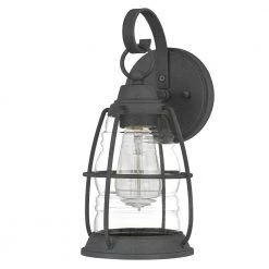 Admiral 1-Light Black Outdoor Wall Lantern Sconce by Quoizel -Quoizel Sales mottled black quoizel outdoor sconces amr8406mb c3 1000