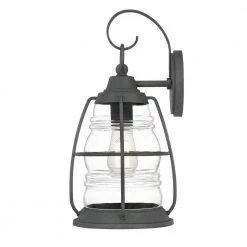 Admiral 1-Light Black Outdoor Wall Lantern Sconce by Quoizel -Quoizel Sales mottled black quoizel outdoor sconces amr8408mb 1f 1000