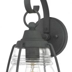 Admiral 1-Light Black Outdoor Wall Lantern Sconce by Quoizel -Quoizel Sales mottled black quoizel outdoor sconces amr8408mb 44 1000