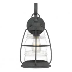 Admiral 1-Light Black Outdoor Wall Lantern Sconce by Quoizel -Quoizel Sales mottled black quoizel outdoor sconces amr8408mb 4f 1000
