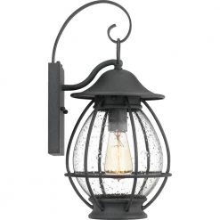 Boston 1-Light Black Outdoor Wall Lantern Sconce by Quoizel -Quoizel Sales mottled black quoizel outdoor sconces bst8409mb 1f 1000