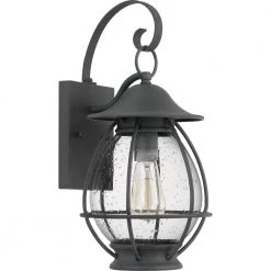 Boston 1-Light Black Outdoor Wall Lantern Sconce by Quoizel -Quoizel Sales mottled black quoizel outdoor sconces bst8409mb c3 1000