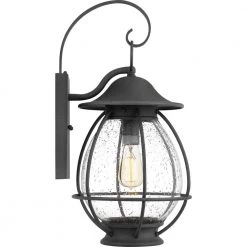 Boston 1-Light Black Outdoor Wall Lantern Sconce by Quoizel -Quoizel Sales mottled black quoizel outdoor sconces bst8411mb 1f 1000