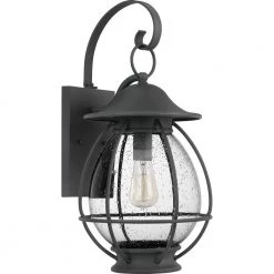Boston 1-Light Black Outdoor Wall Lantern Sconce by Quoizel -Quoizel Sales mottled black quoizel outdoor sconces bst8411mb c3 1000