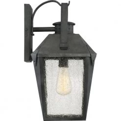 Carriage 1-Light Black Outdoor Wall Lantern Sconce by Quoizel -Quoizel Sales mottled black quoizel outdoor sconces crg8410mb 1f 1000