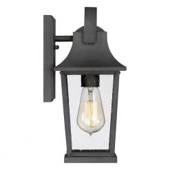 Galveston 1-Light Black Outdoor Wall Lantern Sconce by Quoizel -Quoizel Sales mottled black quoizel outdoor sconces glv8406mb 1f 1000