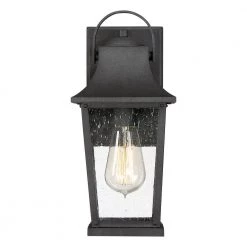 Galveston 1-Light Black Outdoor Wall Lantern Sconce by Quoizel -Quoizel Sales mottled black quoizel outdoor sconces glv8406mb 4f 1000