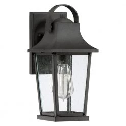 Galveston 1-Light Black Outdoor Wall Lantern Sconce by Quoizel -Quoizel Sales mottled black quoizel outdoor sconces glv8406mb c3 1000