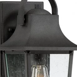 Galveston 1-Light Black Outdoor Wall Lantern Sconce by Quoizel -Quoizel Sales mottled black quoizel outdoor sconces glv8406mb e1 1000