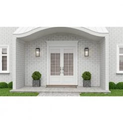 Keaton 7.5 in. 1-Light Mottled Black Outdoor Wall Lantern Sconce with Clear Tempered Glass by Quoizel -Quoizel Sales mottled black quoizel outdoor sconces ktn8408mb e1 1000