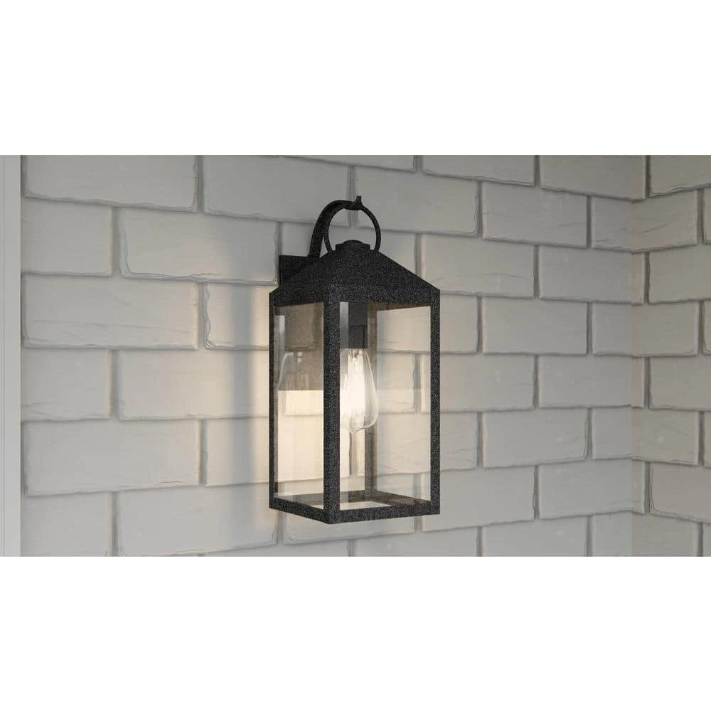 Thorpe 6 in. 1-Light Mottled Black Outdoor Wall Lantern Sconce with Clear Tempered Glass by Quoizel 5 Thorpe 6 in. 1-Light Mottled Black Outdoor Wall Lantern Sconce with Clear Tempered Glass by Quoizel - Image 3