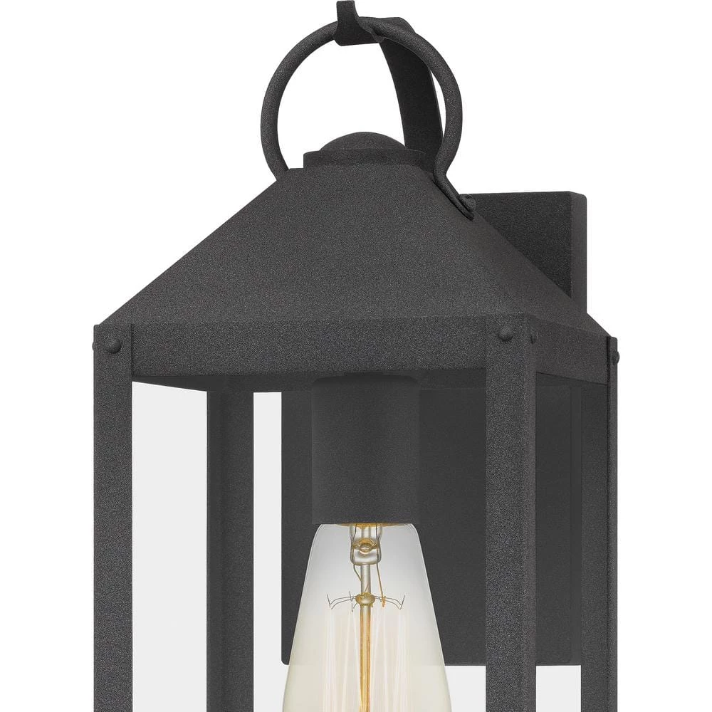 Thorpe 6 in. 1-Light Mottled Black Outdoor Wall Lantern Sconce with Clear Tempered Glass by Quoizel 10 Thorpe 6 in. 1-Light Mottled Black Outdoor Wall Lantern Sconce with Clear Tempered Glass by Quoizel - Image 8