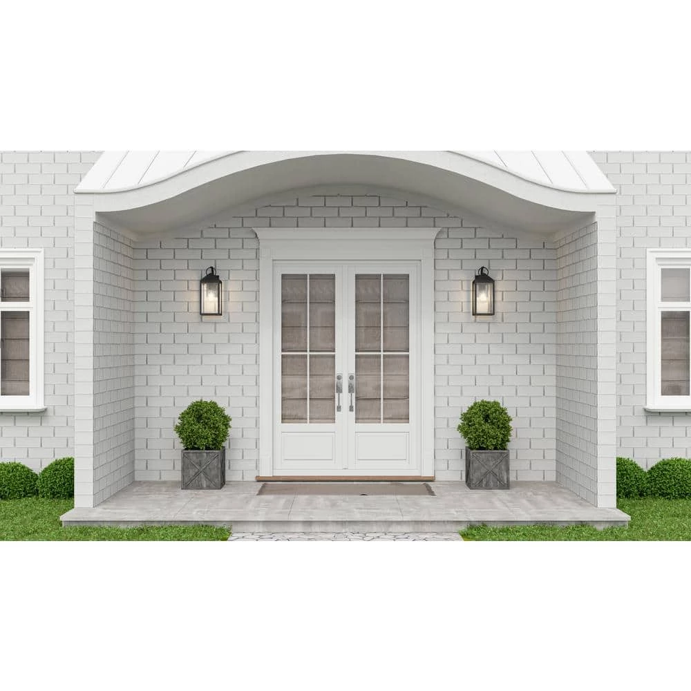 Thorpe 6 in. 1-Light Mottled Black Outdoor Wall Lantern Sconce with Clear Tempered Glass by Quoizel 4 Thorpe 6 in. 1-Light Mottled Black Outdoor Wall Lantern Sconce with Clear Tempered Glass by Quoizel - Image 2