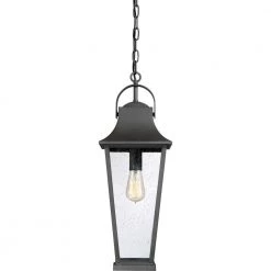 Galveston 1-Light Mottled Black Lantern Pendant Light by Quoizel -Quoizel Sales mottled black quoizel pendant lights glv1508mb 1f 1000