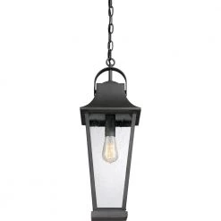 Galveston 1-Light Mottled Black Lantern Pendant Light by Quoizel -Quoizel Sales mottled black quoizel pendant lights glv1508mb 44 1000
