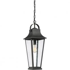 Galveston 1-Light Mottled Black Lantern Pendant Light by Quoizel