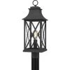 Ellerbee 8.5 in. 1-Light Mottled Black Outdoor Post Light Kit with Clear Seeded Glass by Quoizel -Quoizel Sales mottled black quoizel post light sets elb9009mb 64 1000