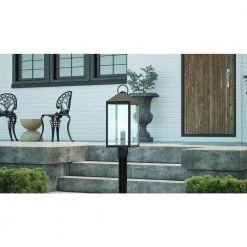Thorpe 8 in. 1-Light Mottled Black Outdoor Post Light Kit with Clear Tempered Glass by Quoizel 13 Thorpe 8 in. 1-Light Mottled Black Outdoor Post Light Kit with Clear Tempered Glass by Quoizel -Quoizel Sales mottled black quoizel post light sets tpe9008mb 40 1000