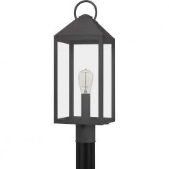 Thorpe 8 in. 1-Light Mottled Black Outdoor Post Light Kit with Clear Tempered Glass by Quoizel 15 Thorpe 8 in. 1-Light Mottled Black Outdoor Post Light Kit with Clear Tempered Glass by Quoizel -Quoizel Sales mottled black quoizel post light sets tpe9008mb c3 1000