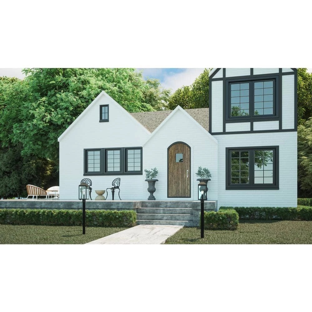 Thorpe 8 in. 1-Light Mottled Black Outdoor Post Light Kit with Clear Tempered Glass by Quoizel 4 Thorpe 8 in. 1-Light Mottled Black Outdoor Post Light Kit with Clear Tempered Glass by Quoizel - Image 2