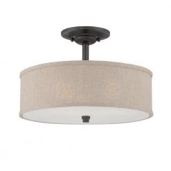 Cloverdale 3-Light Mottled Cocoa Semi-Flush Mount by Quoizel