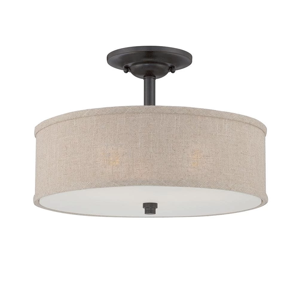 Cloverdale 3-Light Mottled Cocoa Semi-Flush Mount by Quoizel 3 Cloverdale 3-Light Mottled Cocoa Semi-Flush Mount by Quoizel