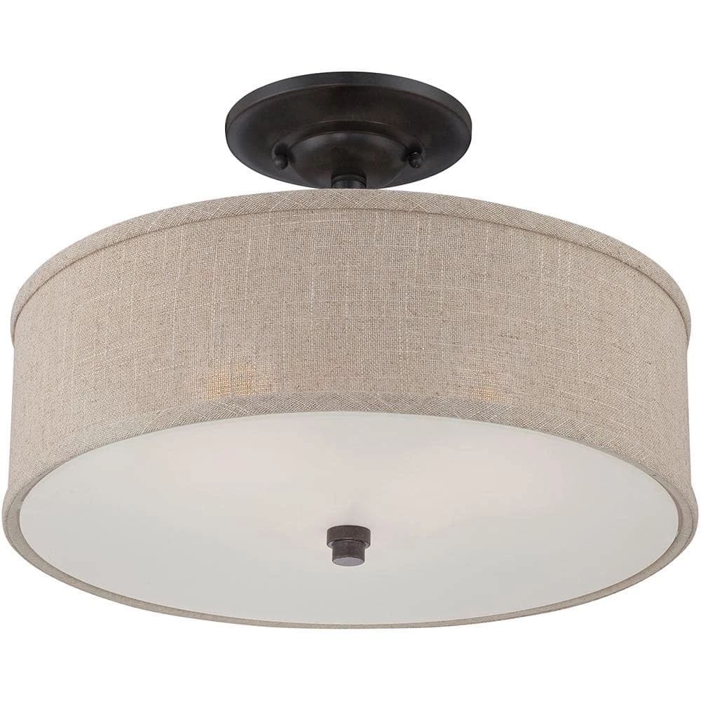 Cloverdale 3-Light Mottled Cocoa Semi-Flush Mount by Quoizel 4 Cloverdale 3-Light Mottled Cocoa Semi-Flush Mount by Quoizel - Image 2