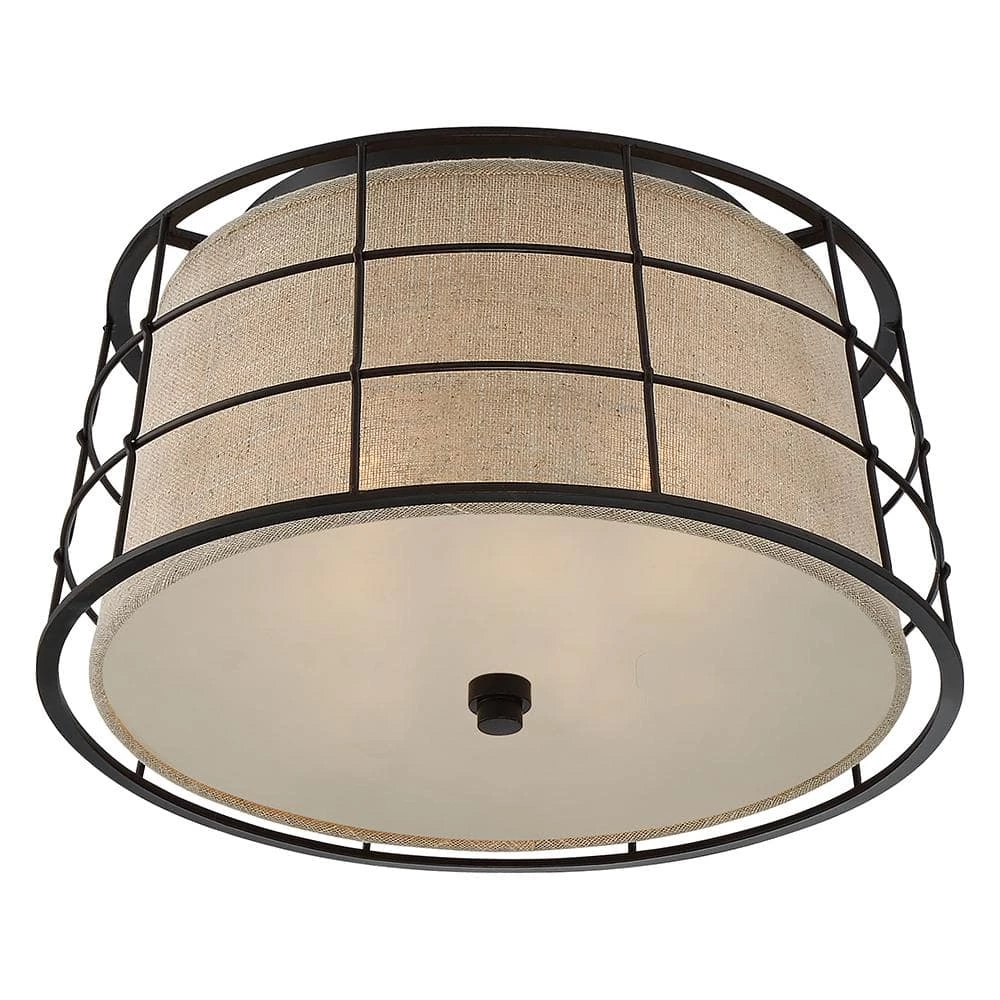 Landings 16 in. 3-Light Mottled Cocoa Flush Mount by Quoizel 6 Landings 16 in. 3-Light Mottled Cocoa Flush Mount by Quoizel - Image 4