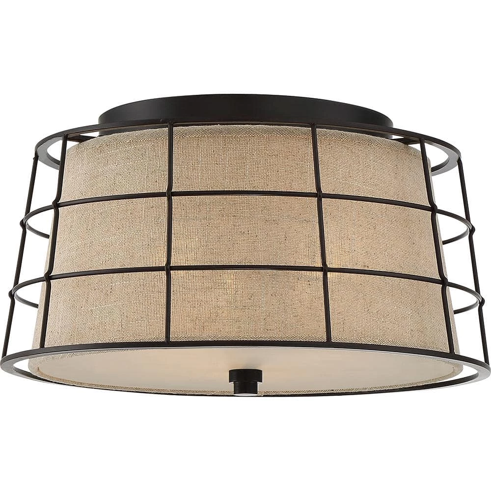 Landings 16 in. 3-Light Mottled Cocoa Flush Mount by Quoizel 3 Landings 16 in. 3-Light Mottled Cocoa Flush Mount by Quoizel