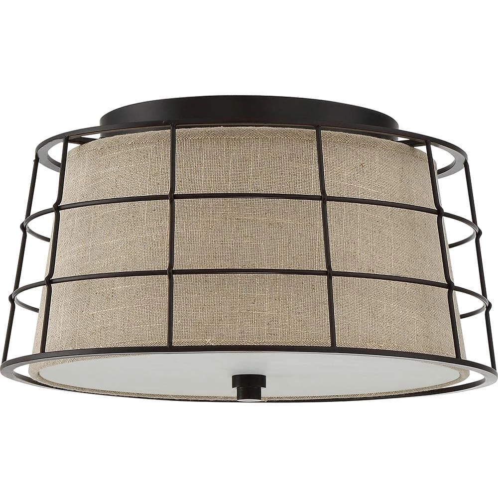 Landings 16 in. 3-Light Mottled Cocoa Flush Mount by Quoizel 5 Landings 16 in. 3-Light Mottled Cocoa Flush Mount by Quoizel - Image 3