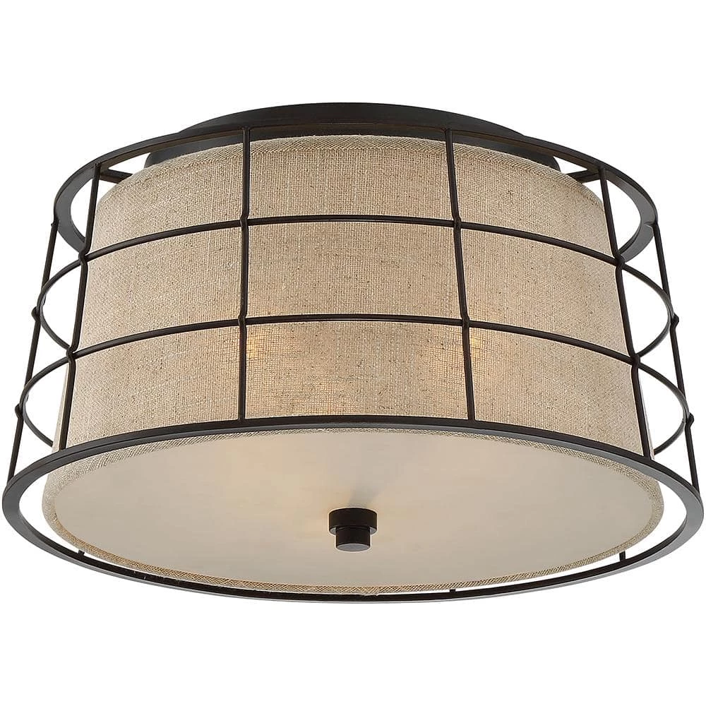 Landings 16 in. 3-Light Mottled Cocoa Flush Mount by Quoizel 4 Landings 16 in. 3-Light Mottled Cocoa Flush Mount by Quoizel - Image 2