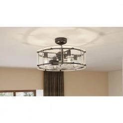 Fortress 24 in. 4-Light Mottled Silver Ceiling Fan with Light by Quoizel -Quoizel Sales mottled silver quoizel ceiling fans with lights fts3124mm 31 1000