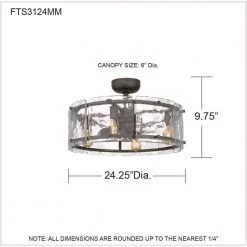 Fortress 24 in. 4-Light Mottled Silver Ceiling Fan with Light by Quoizel -Quoizel Sales mottled silver quoizel ceiling fans with lights fts3124mm 76 1000