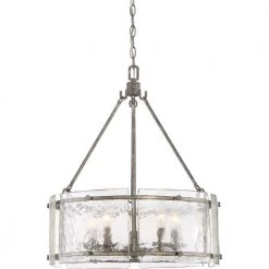Fortress 5-Light Mottled Silver Pendant by Quoizel