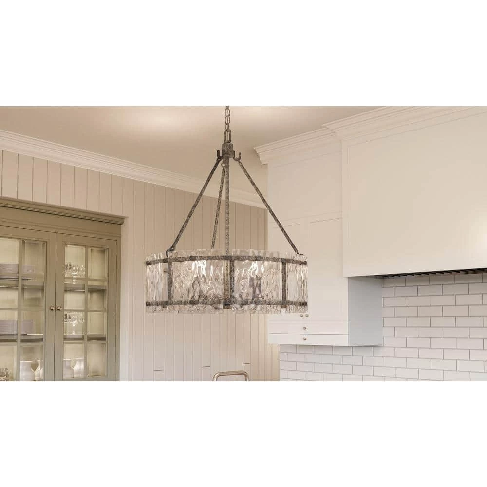 Fortress 5-Light Mottled Silver Pendant by Quoizel 4 Fortress 5-Light Mottled Silver Pendant by Quoizel - Image 2