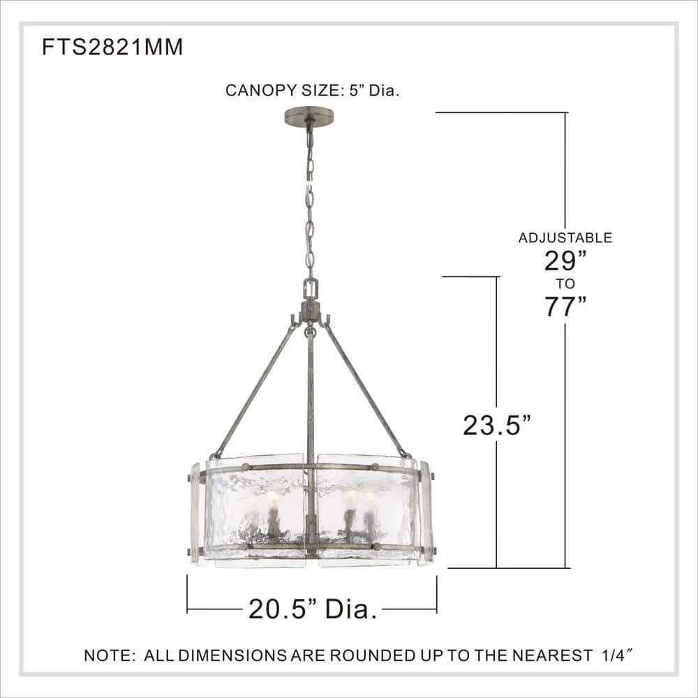 Fortress 5-Light Mottled Silver Pendant by Quoizel 8 Fortress 5-Light Mottled Silver Pendant by Quoizel - Image 6