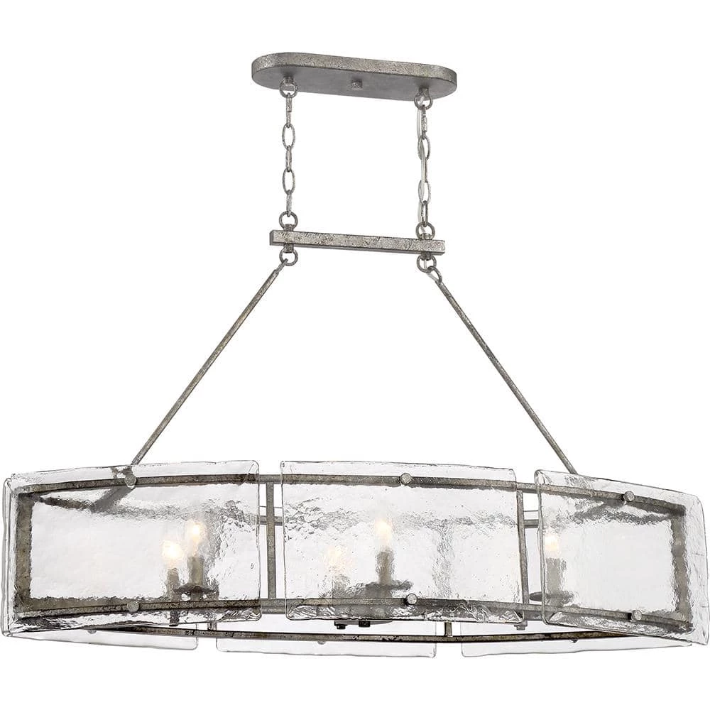 Fortress 6-Light Mottled Silver Chandelier by Quoizel 3 Fortress 6-Light Mottled Silver Chandelier by Quoizel