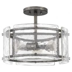 Fortress 12.75 in. 3-Light Mottled Silver Semi-Flush Mount by Quoizel 12 Fortress 12.75 in. 3-Light Mottled Silver Semi-Flush Mount by Quoizel -Quoizel Sales mottled silver quoizel flush mount lights fts1716mm 1f 1000