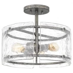 Fortress 12.75 in. 3-Light Mottled Silver Semi-Flush Mount by Quoizel 11 Fortress 12.75 in. 3-Light Mottled Silver Semi-Flush Mount by Quoizel -Quoizel Sales mottled silver quoizel flush mount lights fts1716mm 4f 1000
