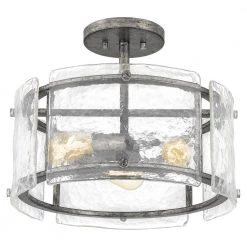 Fortress 12.75 in. 3-Light Mottled Silver Semi-Flush Mount by Quoizel 10 Fortress 12.75 in. 3-Light Mottled Silver Semi-Flush Mount by Quoizel -Quoizel Sales mottled silver quoizel flush mount lights fts1716mm c3 1000
