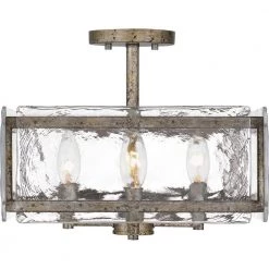 Lancer 15 in. 4-Light Mottled Silver Semi-Flush Mount by Quoizel -Quoizel Sales mottled silver quoizel flush mount lights qsf5594mm 1f 1000
